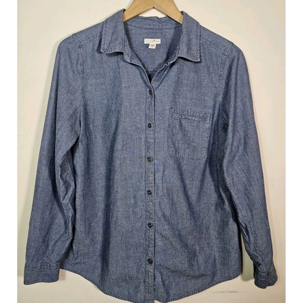 J Jill  Blue Denim Longsleeve Button Up Shirt Size Small Women's 100% Cotton